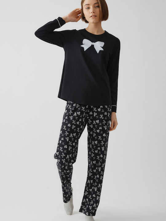 Minerva Set de Pijama de Damă pentru Iarnă Negru