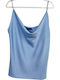 Damen Crop Top aus Satin für den Sommer, ärmellos, Hellblau
