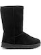 Black Suede Women's Boots with Fur