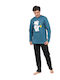Billy Winter Men's Cotton Pyjamas Petrol Blue