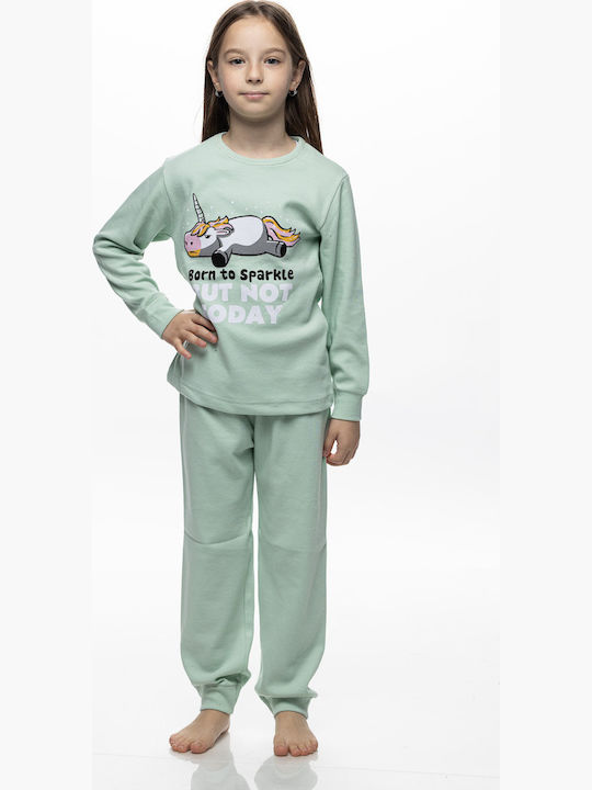 Galaxy Pijama de Iarnă din Bumbac pentru Copii Mentă