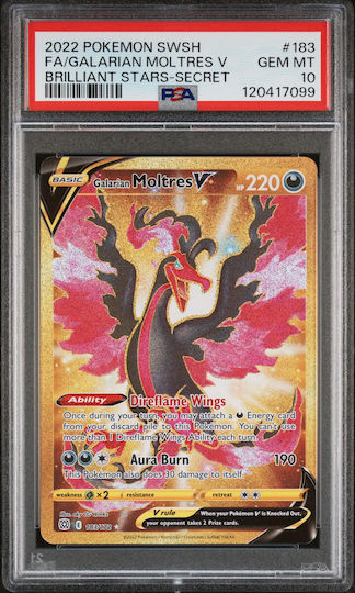 Galarian Moltres V Stele Strălucitoare #183 Psa 10