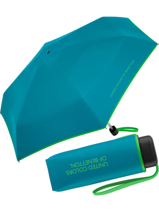 Benetton Super Kompakter Hellblauer Regenschirm