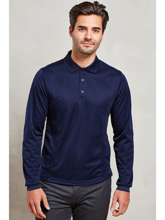 Premier Men's Promotional Long Sleeve Polo Shirt Navy