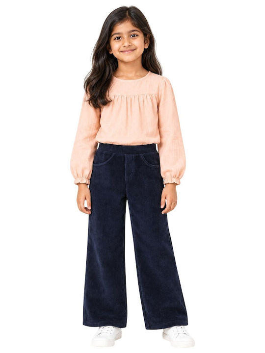 Pantaloni Lungi pentru Copii din Catifea Raiată Albastră
