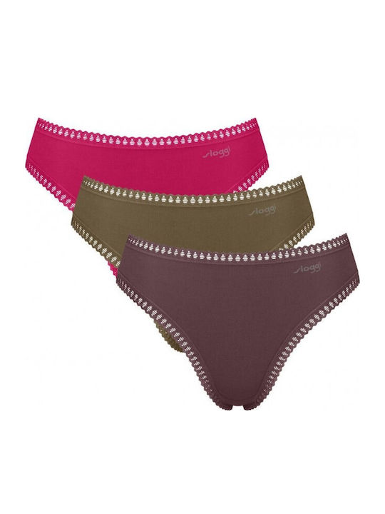Sloggi Cotton Women's Briefs 3Pack with Lace Bu...