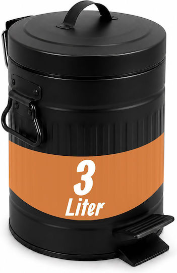 Relaxdays Coș de Gunoi Metalic cu Pedală 3 l Negru