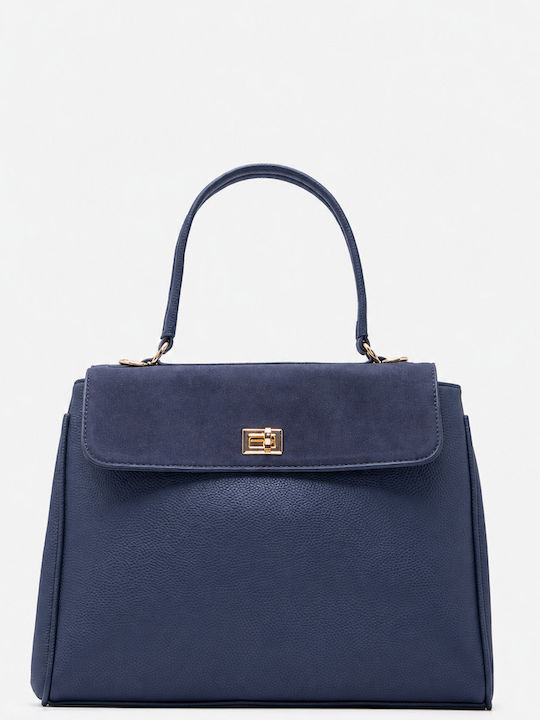Dunkelblaue Damen-Stoffhandtasche