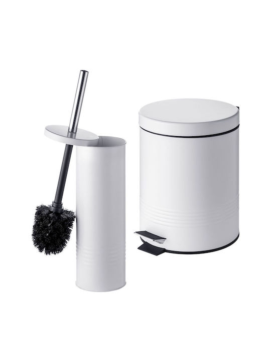Relaxdays Set Metalic de Perie WC și Coș de Bai...