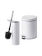 Relaxdays Set Metalic de Perie WC și Coș de Baie 5 l, Alb