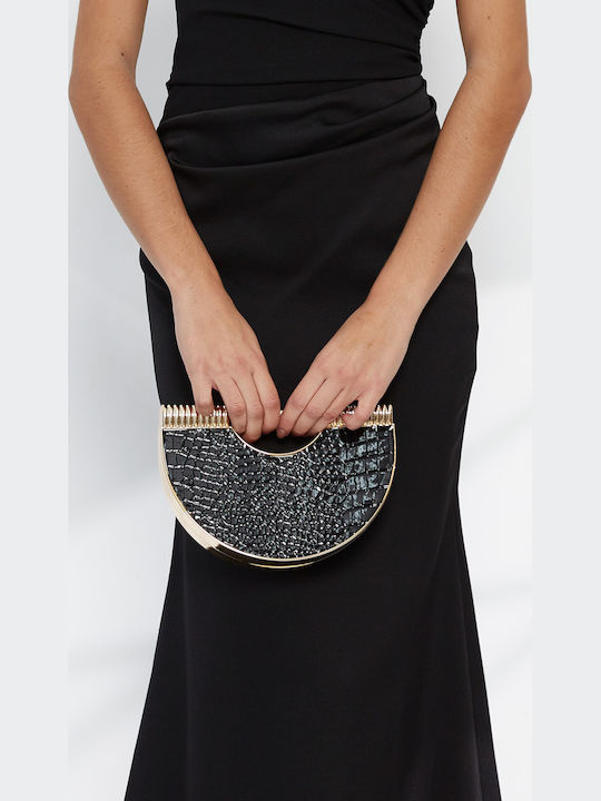 Women's Croco Black Handbag / Shoulder Bag