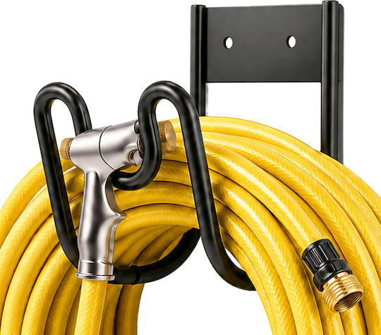 Relaxdays Wall-mounted Hose Holder Iron Black 17.5 X 13 X 10.5 Cm
