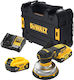 DCW230P2 150mm 18V Cordless Palm Random Orbital Sander 2x5Ah with Variable Speed Control and Dust Extraction System
