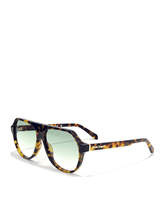 Unisex Sunglasses with Brown Tartaruga Horn-Rimmed Frame and Green Gradient Lens