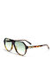 Unisex Sunglasses with Brown Tartaruga Horn-Rimmed Frame and Green Gradient Lens