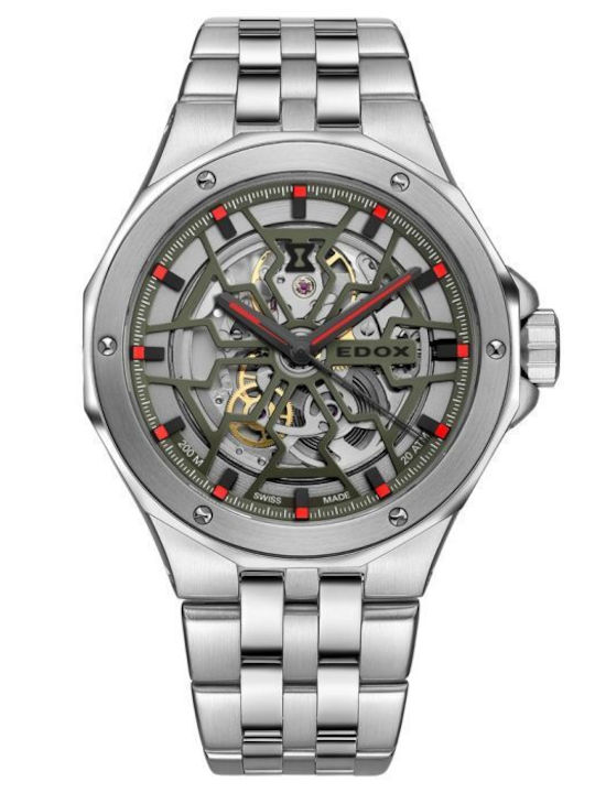 Edox Delfin Mecano Мъжки Автоматичен Часовник със Сребриста Стоманена Верижка Edox Delfin Mecano Мъжки Автоматичен Часовник със Сребриста Стоманена Верижка