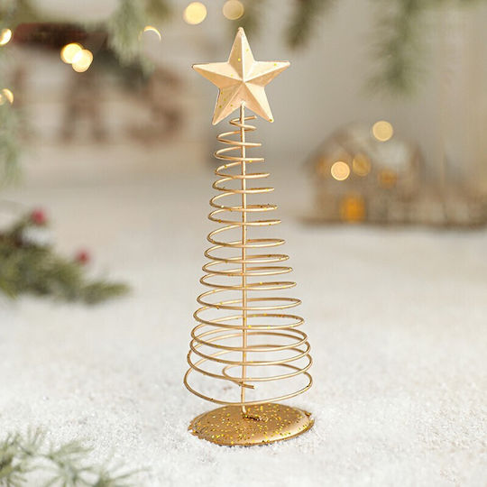 Brăduț Decorativ de Crăciun din Metal 19,5 cm Auriu