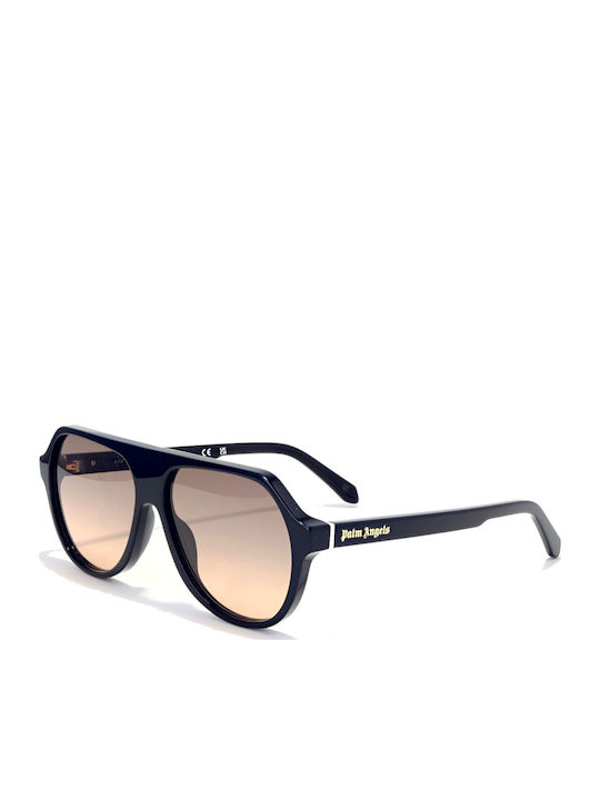 Unisex Sunglasses with Black Horn-Rimmed Frame and Brown Gradient Lens