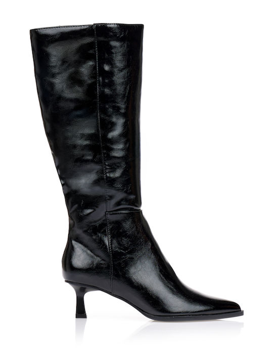 Damenstiefel aus Wildleder mit Mittelhohem Absatz Schwarz
