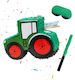 Relaxdays Tractor Piñata Stick Mask Dark Green Red Black