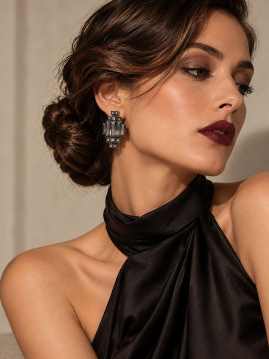 Vintage Smoky Glamour Κρυστάλλινα Σκουλαρίκια