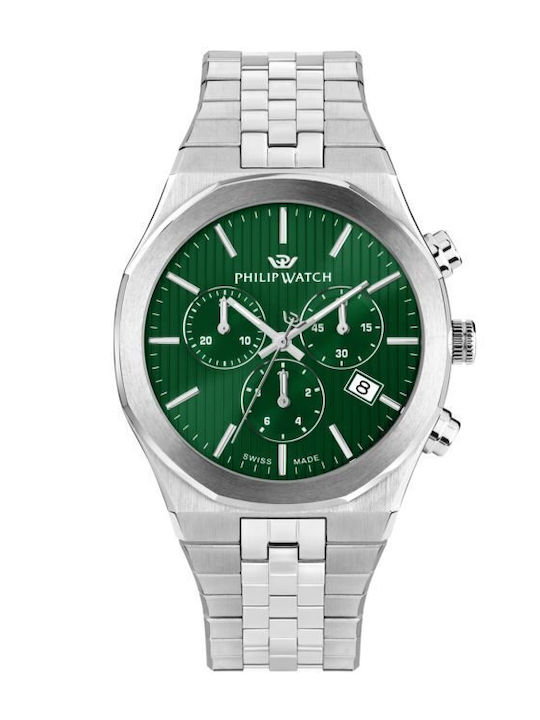 Men's Watch 40mm Battery Chronograph with Stainless Steel Bracelet Green