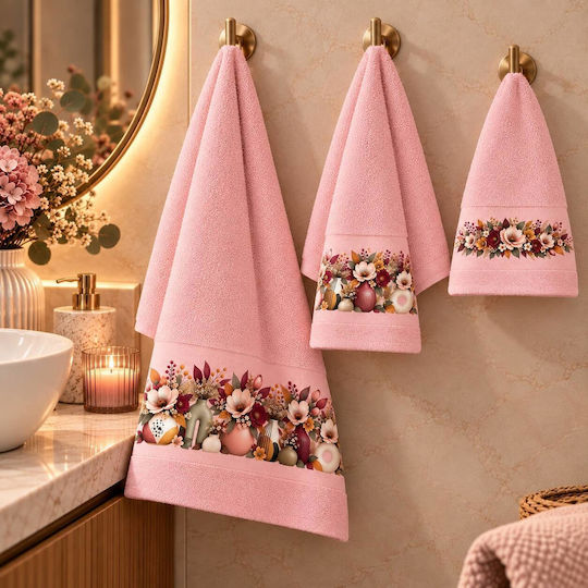 Astron Italy Alice Dusty Rose Bath Towel Set 3 pcs 500 g/m² Weight