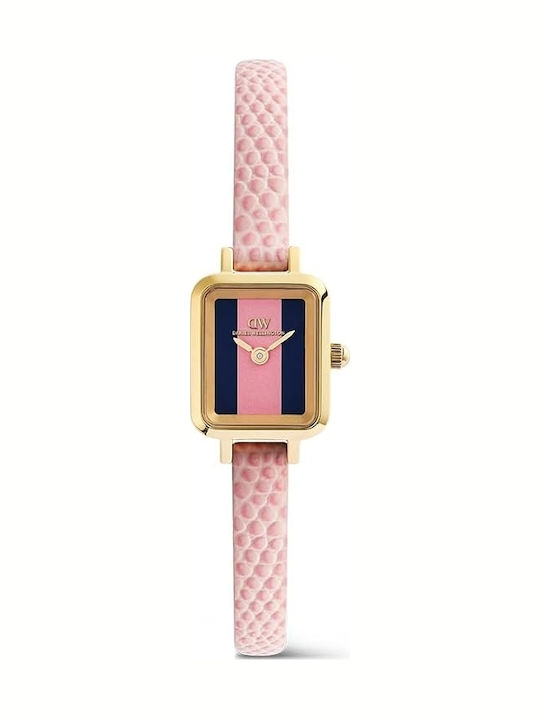Daniel Wellington Men's Battery-Powered Watch with Leather Strap Gold / Pink