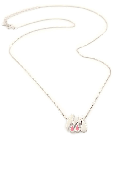 Marakis Family Necklace in Rose Gold Plated Silver Pink