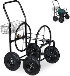 Relaxdays Black Hose Cart 4 Wheels