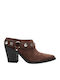 Suede Mules with Low Heel in Brown