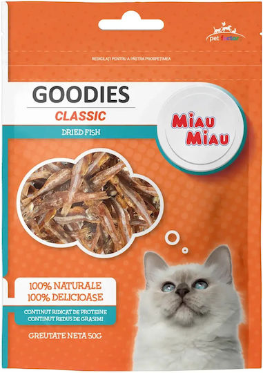 Miau Miau Goodies Recompense pentru Pisici Hamsii 100% Uscate 50 G