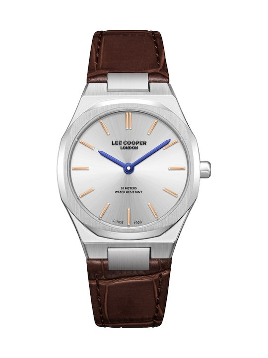 Дамски Часовник 31mm На Батерия с Кафява Кожена Каишка