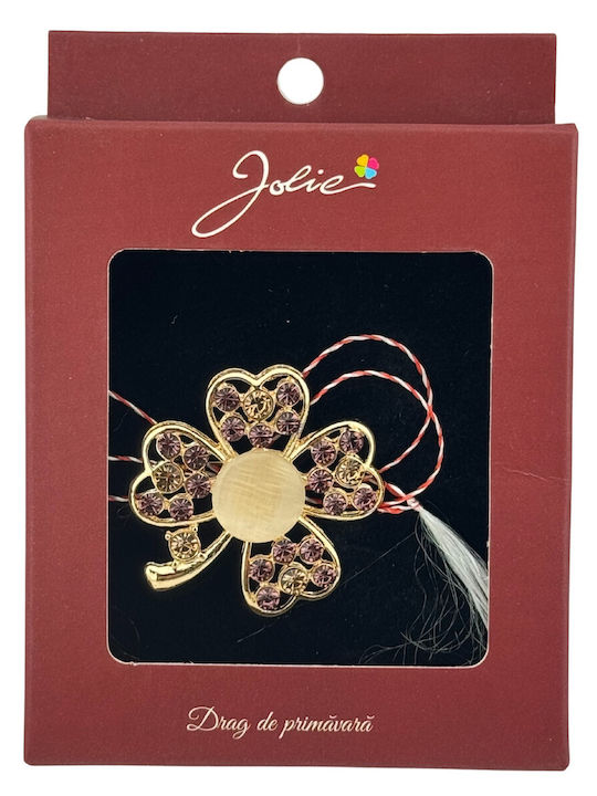 Vintage Brooch Jolie Metal Material Cardboard Packaging Brooch Size Approximately 4-6 Cm Four-leaf Clover Design Gold