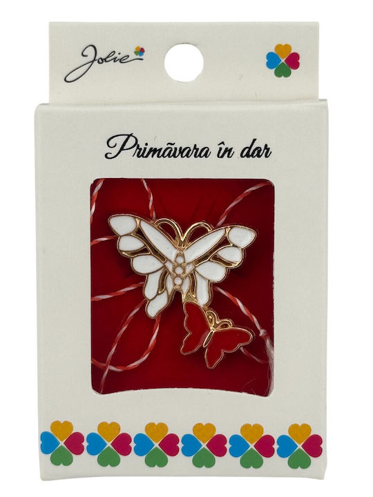 Small Brooch Martisor In Box Jolie Brooch Size 2.5-3cm Metal Material Butterfly Design White Box