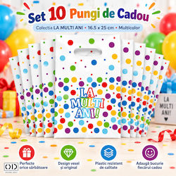 Pungă de Plastic pentru Cadou Multicoloră 16.5x25cm 10 Bucăți