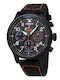 Women's Chronograph Battery-Powered Watch with Black Fabric Strap