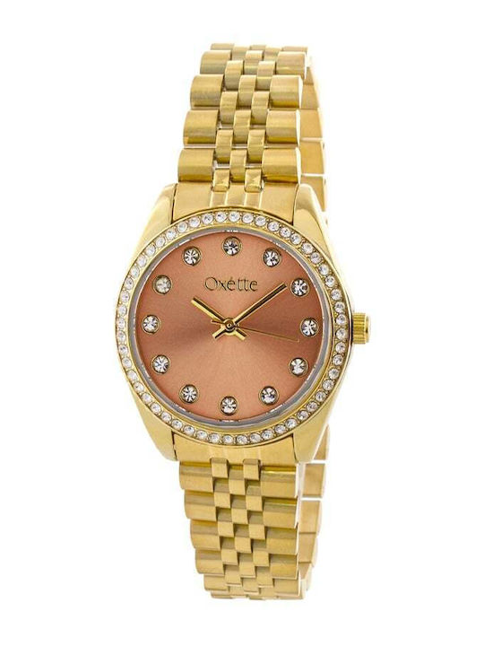 Oxette Amalfi Дамски Часовник 30 mm На Батерия със Златиста Стоманена Верижка