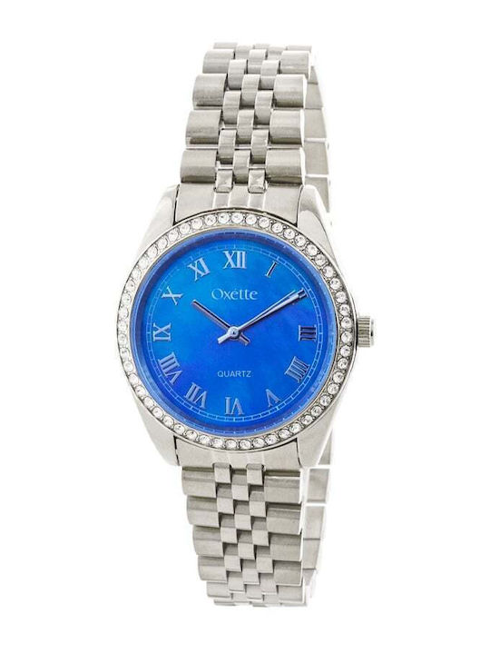 Oxette Дамски Часовник 34mm На Батерия със Сребриста Метална Верижка