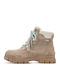 Beige Leder Damen Stiefeletten