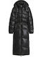 Long Women's Puffer Jacket for Winter Black