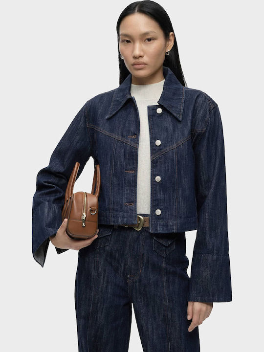 Crop Γυναικείο Τζιν Μπουφάν Unwashed Denim