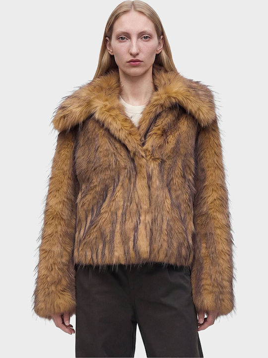 Boss Short Women's Winter Jacket Beige