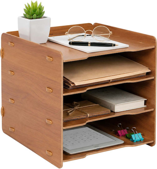 Relaxdays Sertar de Birou cu 4 Compartimente 25x31x25cm Maro