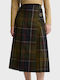 Fustă Midi Plisată din Piele în Carouri Classic Tartan