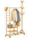 Relaxdays Τροχήλατη Κρεμάστρα Δαπέδου από Bamboo Μπεζ 100x38x176cm