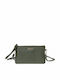 Khakifarbene Damen-Schultertasche aus Leder