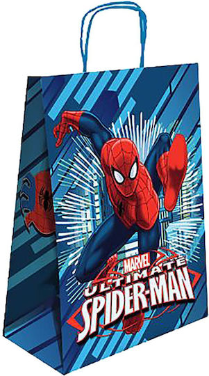 Spiderman Pungă de Hârtie pentru Cadou cu Tematica „Spiderman” Albastră 24x10x32 cm
