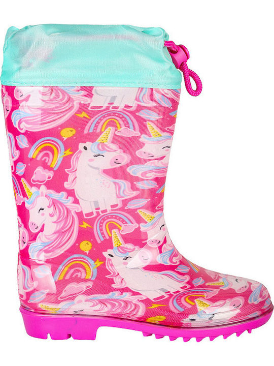 Cizme de Ploaie pentru Copii cu Unicorni Fuchsia