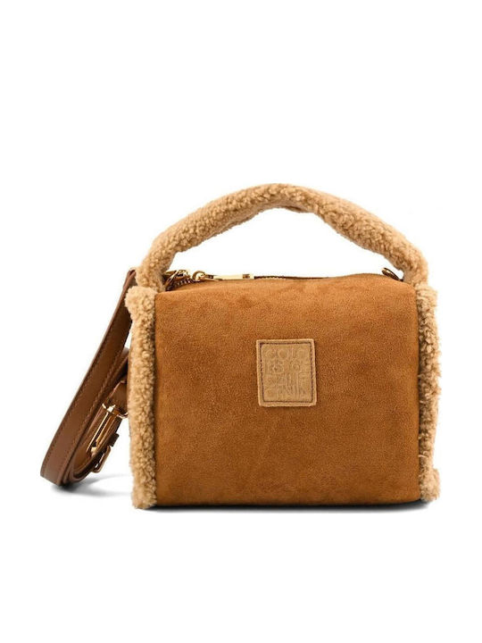Colors Of California Braune Damen-Schulter-/Handtasche aus Kunstfell
